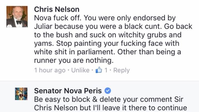 Chris Nelson comment on Facebook