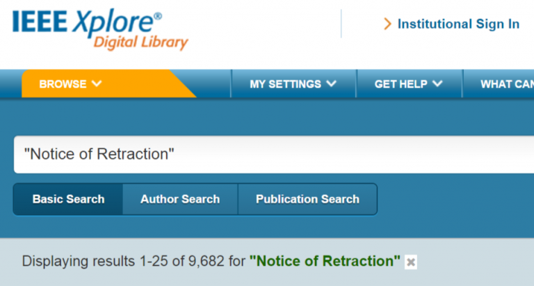 IEEE Xplore search results for "Notice of Retraction"