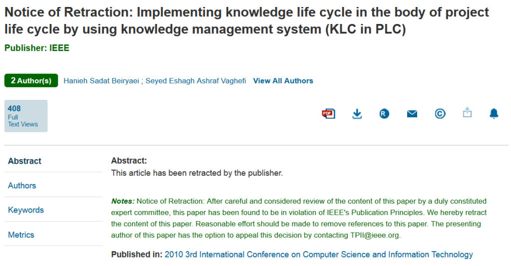 Notice of Retraction: Implementing knowledge life cycle in the body of project life cycle by using knowledge management system (KLC in PLC)