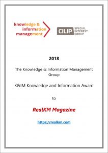 2018 CILIP K&IM Knowledge and Information Award