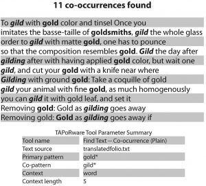Co-occurrence analysis for the terms “gold*” and “gild*”