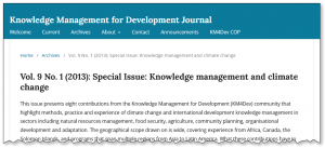 KM4D Journal Vol. 9 No. 1 (2013): Special Issue: Knowledge management and climate change