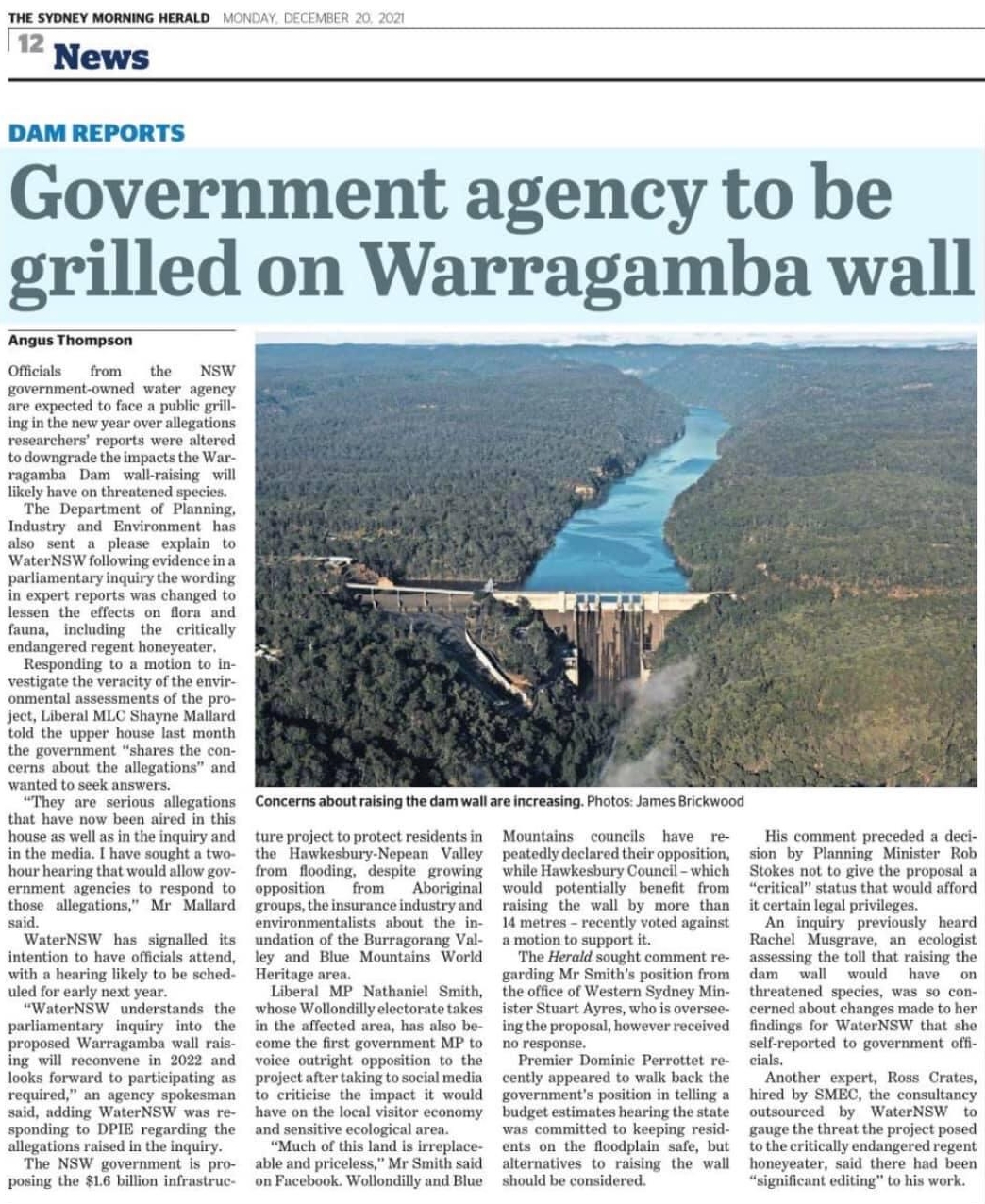 Government agency to be grilled on Warragamba wall