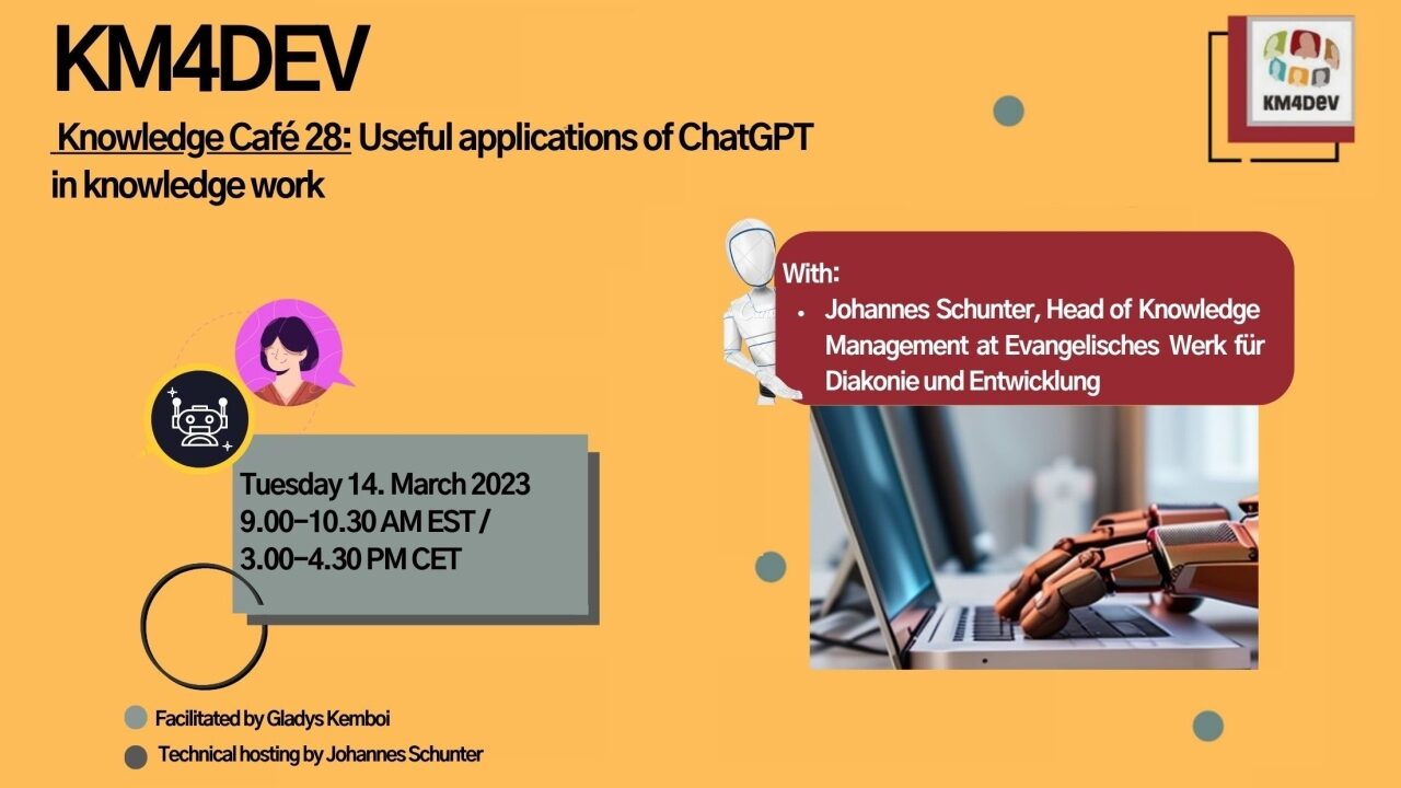 KM4Dev Knowledge Café 28: Useful applications of ChatGPT