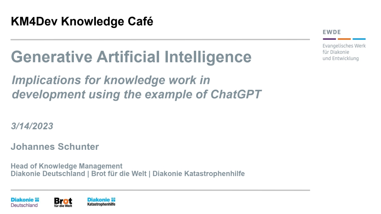 KM4Dev Knowledge Café 28: Useful applications of ChatGPT