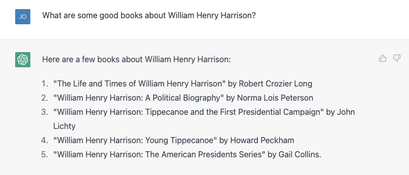 Books about Harrison, fewer than half of which are correct.