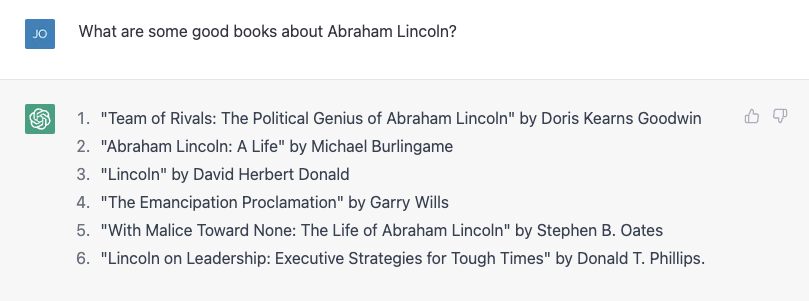 A reasonable list of books about Lincoln.
