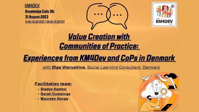 KM4Dev Knowledge Café 30 – Value Creation with Communities of Practice: Experiences from KM4Dev and CoPs in Denmark