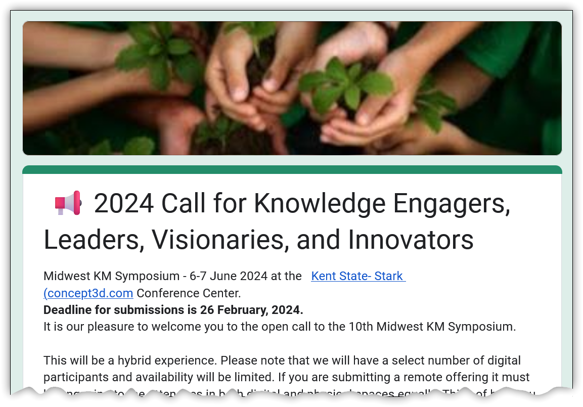 Midwest KM Symposium 2024 Call for Knowledge Engagers, Leaders, Visionaries, and Innovators