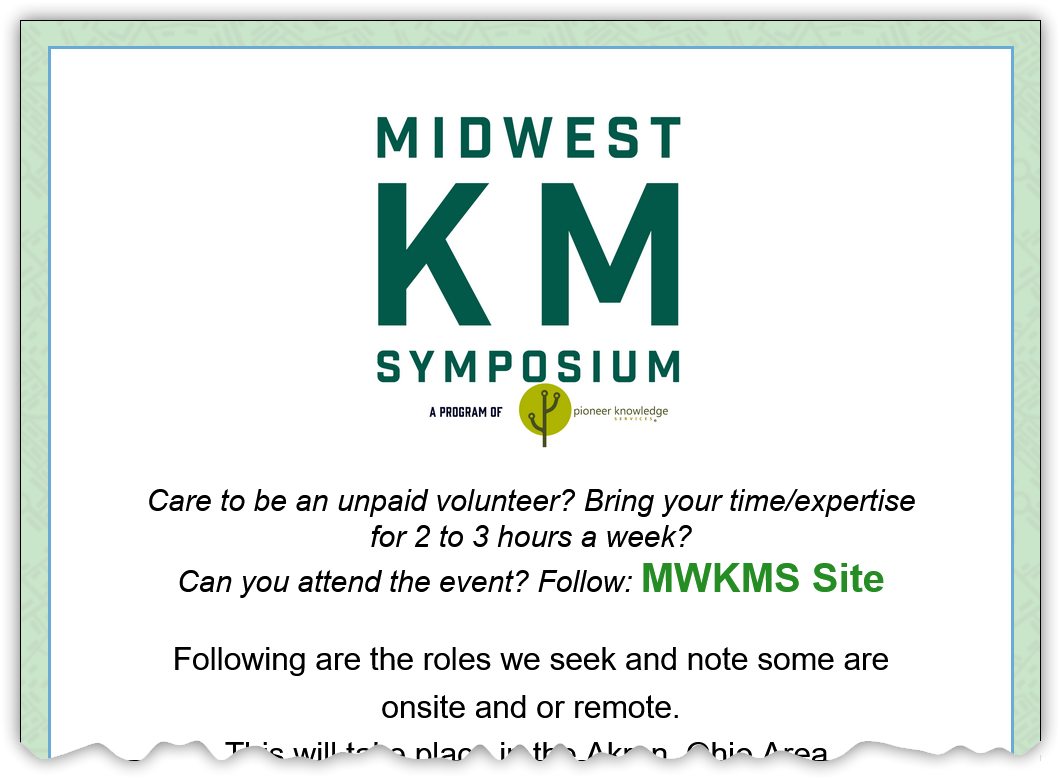 Midwest KM Symposium Volunteer Form