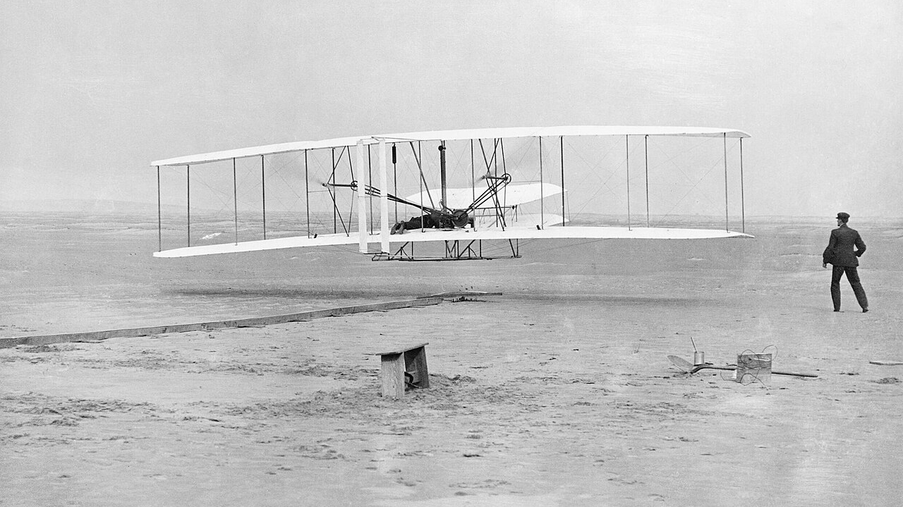 The Wright Brothers' first powered flight