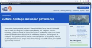 Figure 6. Starting page of the Learning Pathway on Cultural heritage and ocean governance.
