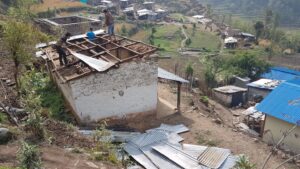 In community development projects, tasks were demanding. That included re-roofing houses damaged by earthquakes in Nepal, so that households could find back physical and psychological safety in the recovery process.